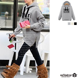 (イイネショップ) eeNeshop ルーズ シルエット プリント パーカー