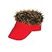 Red Wacky Hair Visor With 3 sets of Built in Hair