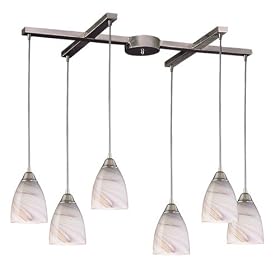 Pierra - 6 Light Kitchen Island Pendant Track Lighting Fixture - Brushed Nickel - Amber -... by Elk