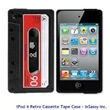 Cbus Wireless brand Black/Red Silicone Cassette Tape Case / Skin / Cover for Apple iPod Touch 4 / 4G / 4th Gen