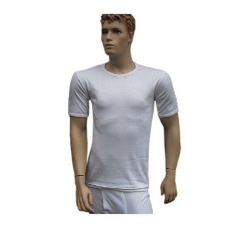 Mens white short sleeves extra warmth comfort brushed thermal t-shirt = Large