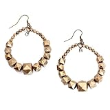 Burnished Copper Metal Stud Bead Dangle Earrings with Clear Rhinestones