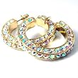 Triple-Sided Goldtone Rhinestone Hoop Earrings Fashion Jewelry