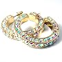 Triple-Sided Goldtone Rhinestone Hoop Earrings Fashion Jewelry
