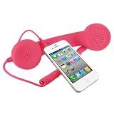 Universal MiniSuit Retro Headset/Handset Ear phone for iPhone, iPad, Blackberry, and Androids - Soft Touch - Hot Pink