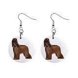 Afghan Hound Dog Pet Lover Jewelry Button Earrings 12112186