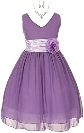 WonderfulDress Yoru Chiffon Flower Girl Dress-Lilac-4