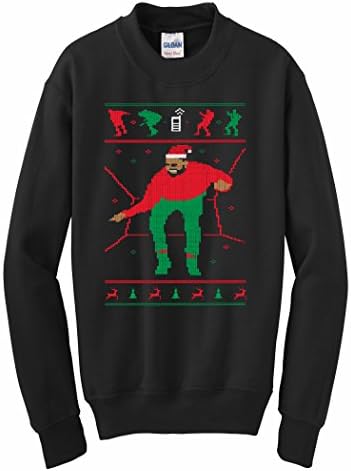 Zoobie Apparel Hotline Bling Drake Ugly Christmas Sweater Crewneck Sweatshirt (Black-Medium)