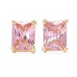 Gorgeous Earrings in 14K/925 Gold Plated Silver with 6.90 CTW Cubic Zirconia Studs