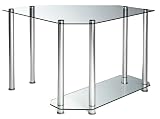 Corner Computer Desk w Glass Top and Chromed Legs