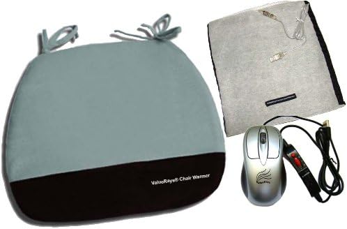 ValueRays® 3-Piece USB Hand Warmer Set - Warm Mouse, Warm Chair Pad, USB Mouse Hand Warmer Pouch, Heated Mouse, Heated Chair Pad, Heated Mouse Hand Warmer