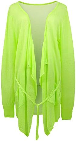 Liuanan Women Long Sleeve Summer Boyfriend Cardigan Thin Shrug Sweater (Light Green)
