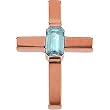 14K Rose Gold Aquamarine Cross Pendant