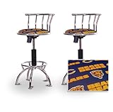 2 24"-29" Chicago Bears Seat Chrome Adjustable Specialty / Custom Barstools ....