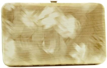 Brushed flower design extra deep iridescent frame wallet - gold