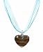 Necklace - N103 - Murano Glass Style - Heart Shape ~ Orange, Dark Green and Silver hung on 5-Strand Organza Cord (60)