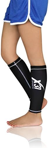 X31 Sports Lightweight Plus Size Calf Sleeve for Workout, Running and Travel Large Black