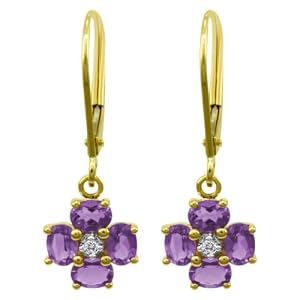 Click here to buy 14k Yellow Gold Amethyst Floral Lever Back Earring by Amazon.com Collection.