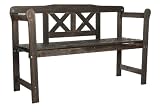 Wooden Garden Bench with a crossed rest, weatherproof glazed in colonial color