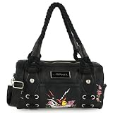 Scarlett Rose Bird Duffel Satchel Bag - Black