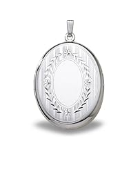 Extra LARGE Sterling Silver Oval Locket 1-1/4 inch x 1-1/2 inch