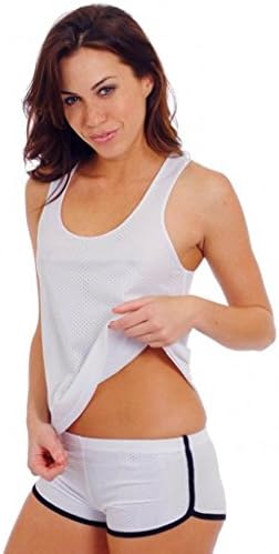 Women's Juniors Mesh Hot Running SHORTS WHITE AND BLACK (SMALL)
