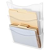 Rubbermaid 65976 Unbreakable expandable three-pocket wall file set, letter size, clear