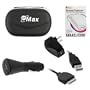 GTMax USB Rapid Car Charger + USB Home Travel Charger + USB Data Cable + Black Zipper Pouch Cover Case + LCD Screen Protector for Sony PlayStation Portable PSP Go