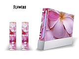 Skin Decal Cover for Nintendo Wii Console + two Wiimote Controllers - Flowe ....