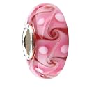 Pandora trollbeads compatible sterling silver core Murano Glass Slide-on and Slide-off glass bead , 14 x 8mm. 5mm hole so fits most bracelets.