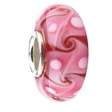 Pandora trollbeads compatible sterling silver core Murano Glass Slide-on and Slide-off glass bead ,...