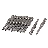 uxcell　トルクスドライバービット　50mm長　TT15先端　6.3mm六角シャンク径　磁気　10本入り