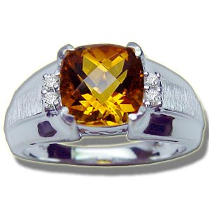 Buy .08 CT 8MM CHECKERCUT CITRINE LADIES WHITE RING by Rubin Arthur and Co.