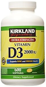 Kirkland Signature Extra Strength Vitamin D3 2000 I.U. 600 Softgels,  Bottle
