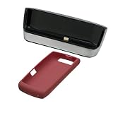 Blackberry Charging Pod with Dark Red Silicone Skin Case for Blackberry Storm2 9550 9520