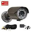 VideoSecu 700TVL 1/3'' Sony Effio CCD OSD Menu High Resolution Infrared Security Camera Day Night Vision Outdoor Weatherproof IP66 Infrared 4-9mm Zoom Focus Lens 42 IR LEDs for CCTV DVR Home Surveillance System with Free Power Supply, Extension Cable and Security Warning Decal WG2