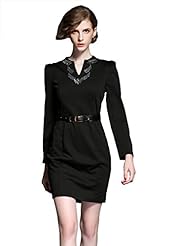 Sexy Polyester/Spandex/Wool Belted  Dress