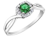 Emerald Ring with Diamonds in 10K White Gold