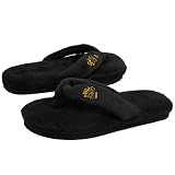 NHL Chicago Blackhawks Ladies Black Plush Thong Flip Flop Slippers (5/6)