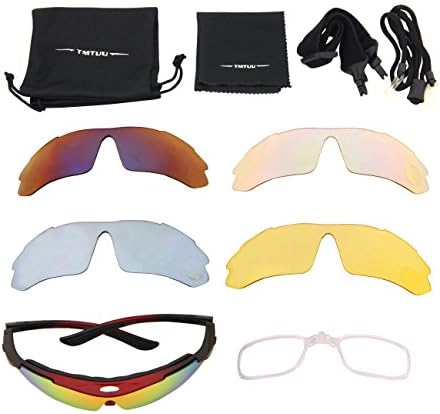 TMTUU Professional Polarized Colorful Sports Cycling Bike Bicycle Protective Eyewear Sunglasses Goggles Glasses UV400 5 Lens
