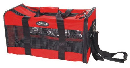 Designer Dog Carrier-Red w Black Straps