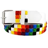 Hip Hop Wholesale - RAINBOW STUDDED SNAP ON BELT GOOD FOR ANY BUCKLES