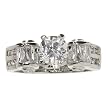 Sterling Silver Round-Cut Cubic Zirconia Ring with Side Accents - 7