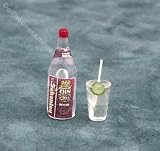 Miniature Bottle of Gin with a Gin and Tonic Cocktail