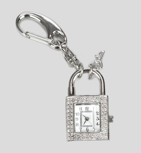 Diamante Padlock Watch Keychain