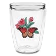 Butterfly w/Red Roses 16 oz Insulated Beverage Tumbler, Clear
