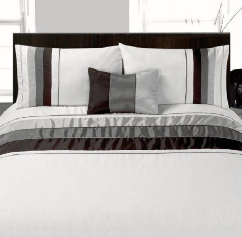 Colour Block Black Double Duvet Quilt Cover Bedding Set