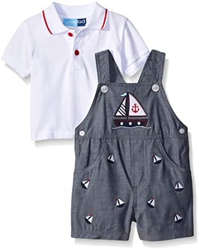 Baby Goodlad Boys' Shortall with Nautical Applique, Blue, 6-9 Months