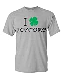I Love Heart (Green Clover Shamrock) The Gators Grey St. Patrick's Day T-Shirt by BBG (XL)