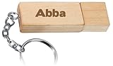 Engraved Wooden USB Flash Drive 8 GB with chain - Engraved name Abba